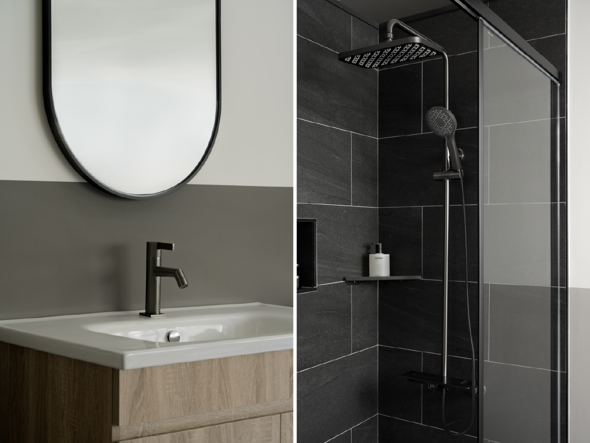 單門鏡面收納櫃黑雲岩紋理